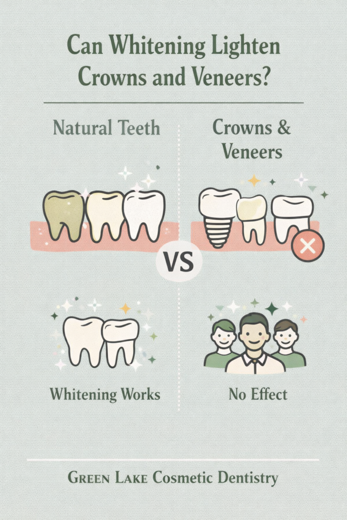 Whitening effect on crowns vs veneers